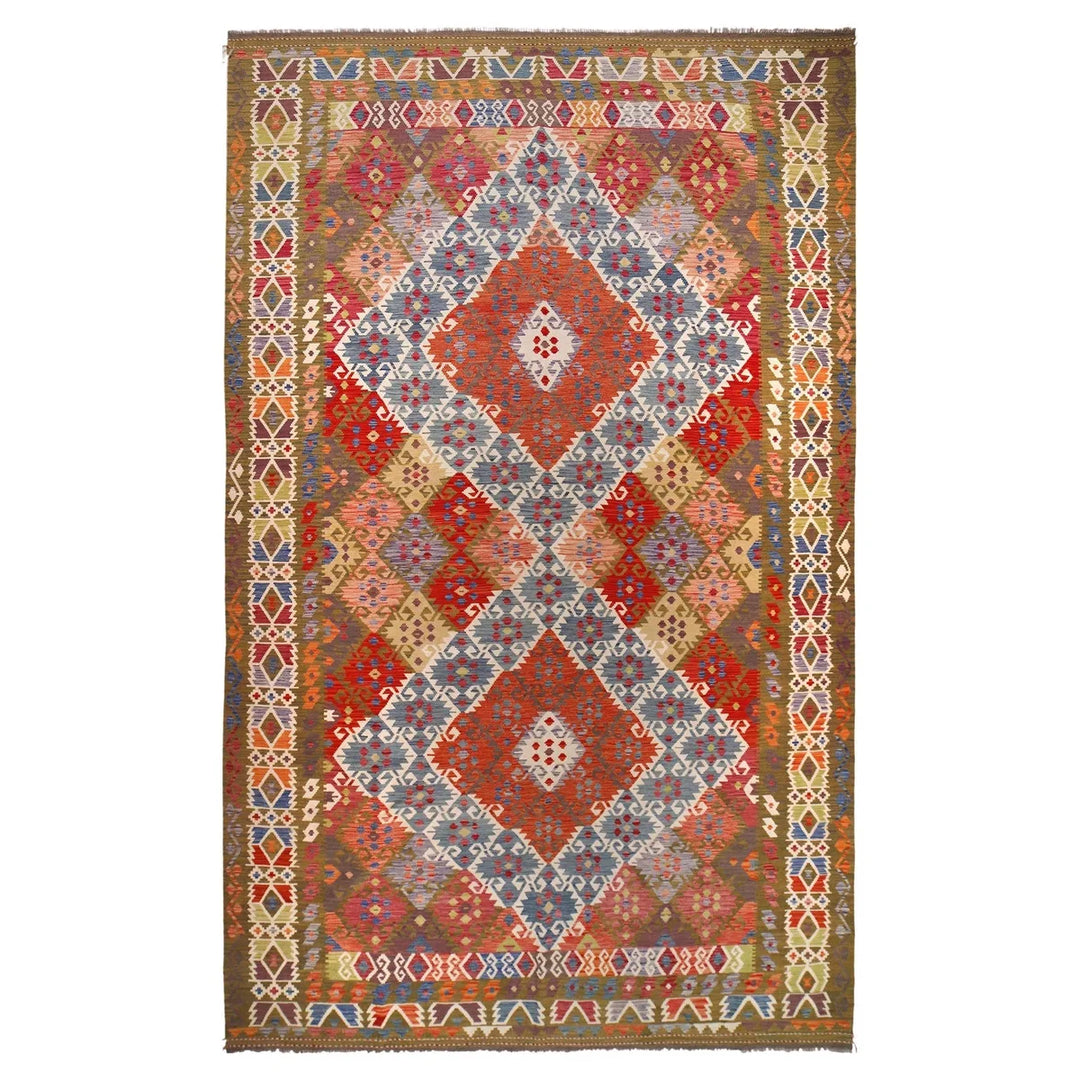 Afghan Vegetable Kilim Rug 9' 8" x 16' 5" Flat-Weave | No. AL33671