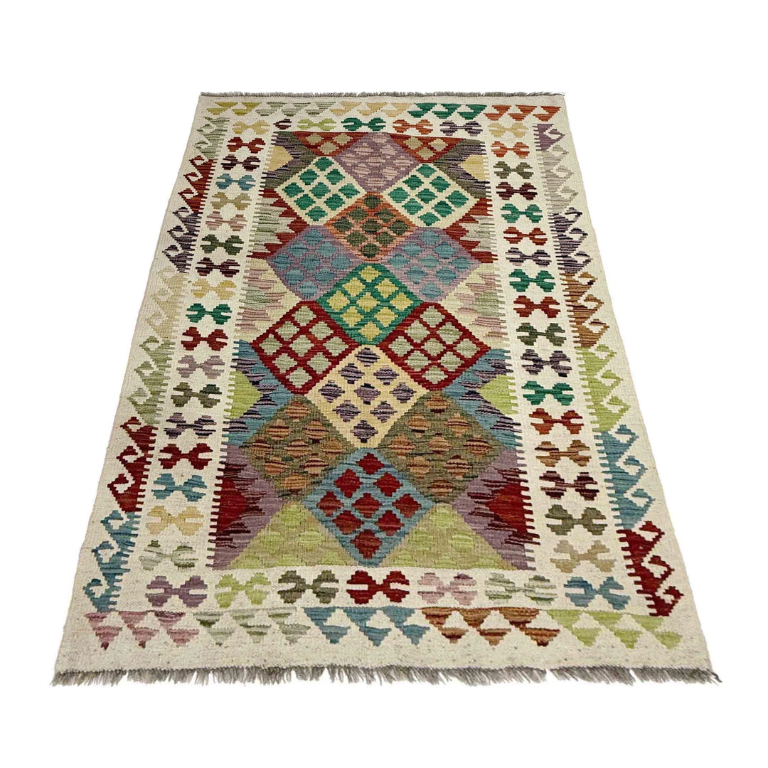 Afghan Kilim Rug 3' 1" x 5' 4" Flat-Weave | No. AL33673
