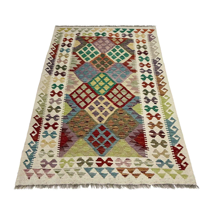 Afghan Kilim Rug 3' 1" x 5' 4" Flat-Weave | No. AL33673