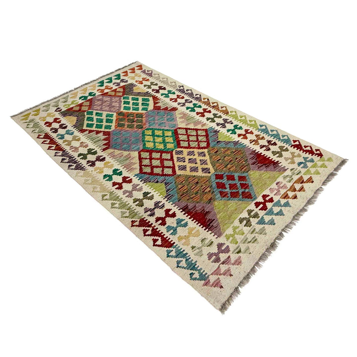 Afghan Kilim Rug 3' 1" x 5' 4" Flat-Weave | No. AL33673