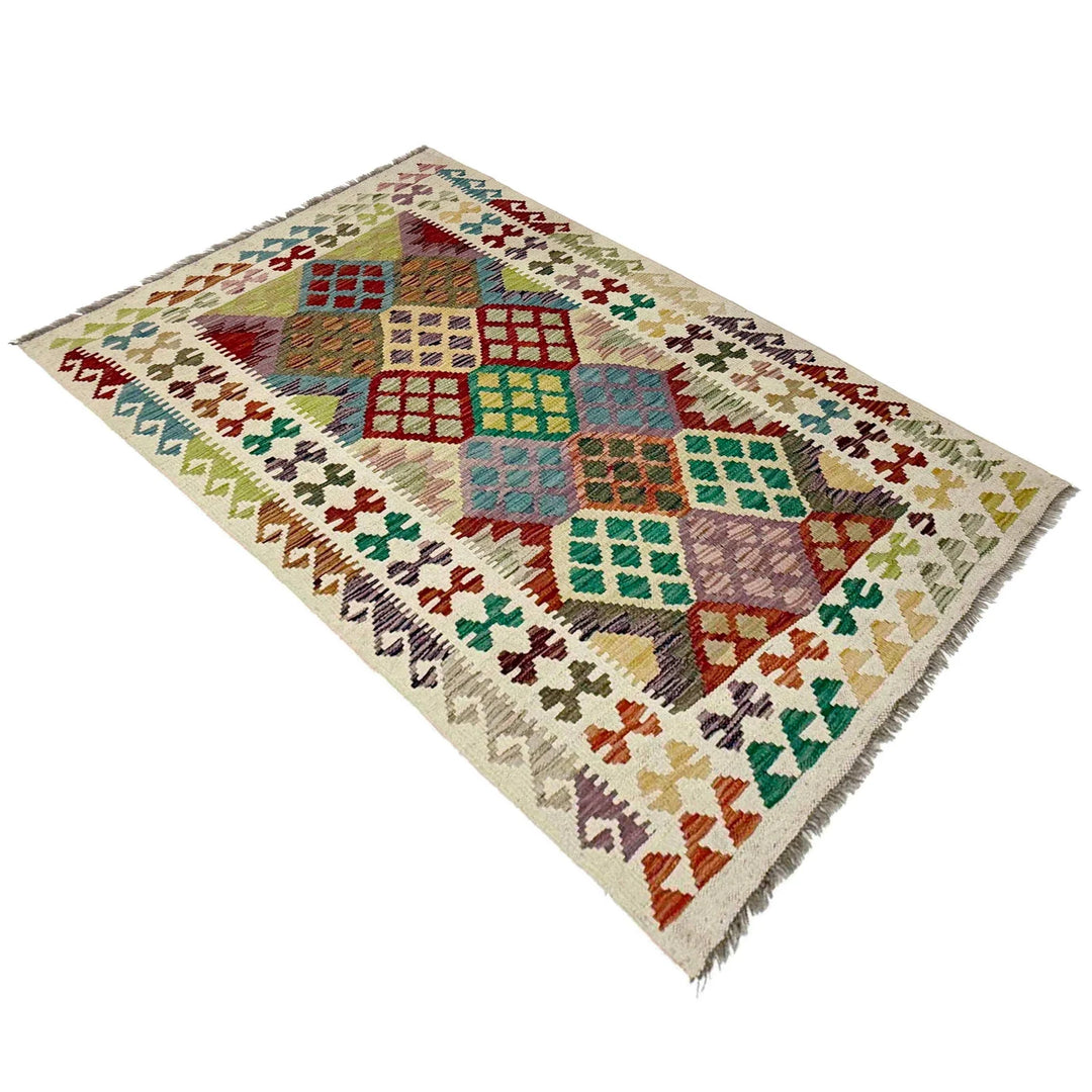 Afghan Kilim Rug 3' 1" x 5' 4" Flat-Weave | No. AL33673