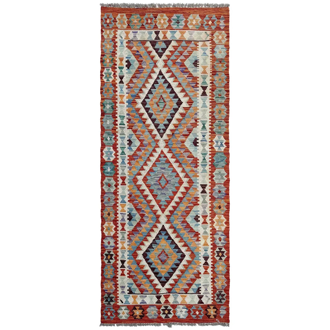 Afghan Vegetable Kilim Rug 2' 6" x 6' 7" Flat-Weave | No. AL336778