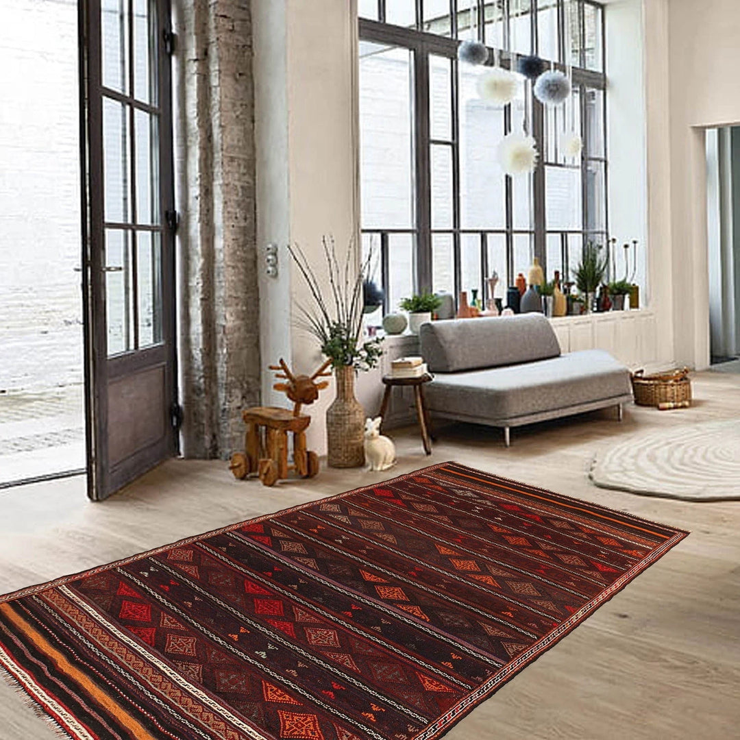 Afghan Laghari Kilim Rug 4' 5" x 7' 8" Hand-Knotted | No. AL33692