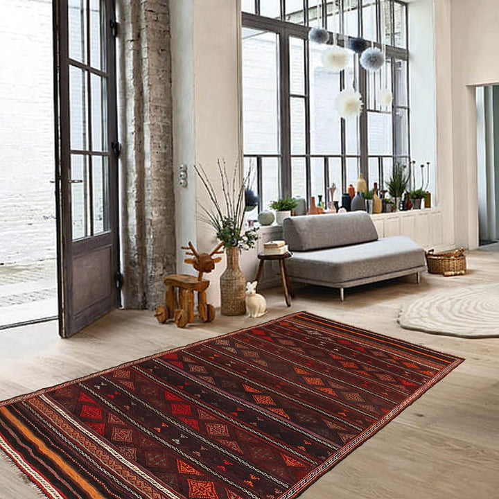Afghan Laghari Kilim Rug 4' 5" x 7' 8" Hand-Knotted | No. AL33692