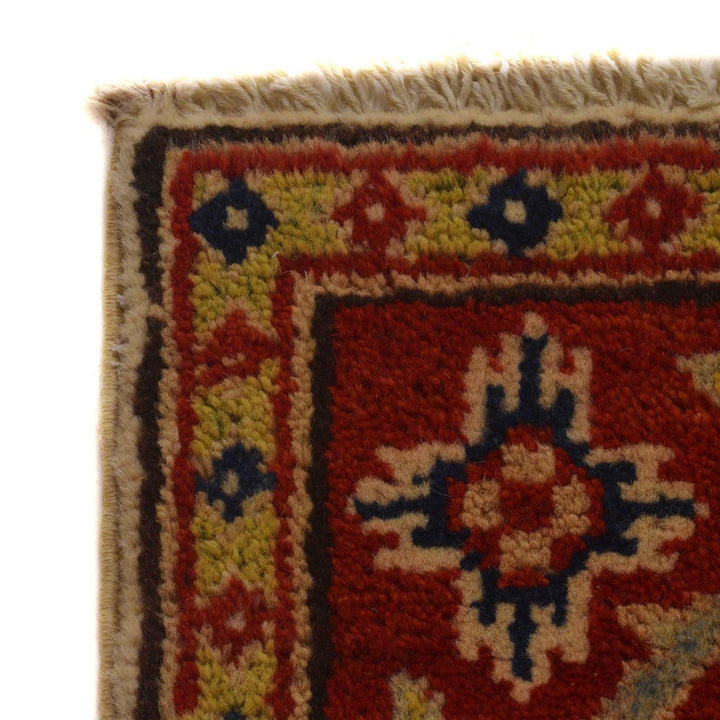 Beige Afghan Kazak Rug 2'9" x 3'11" Hand-Knotted | No. AL33694