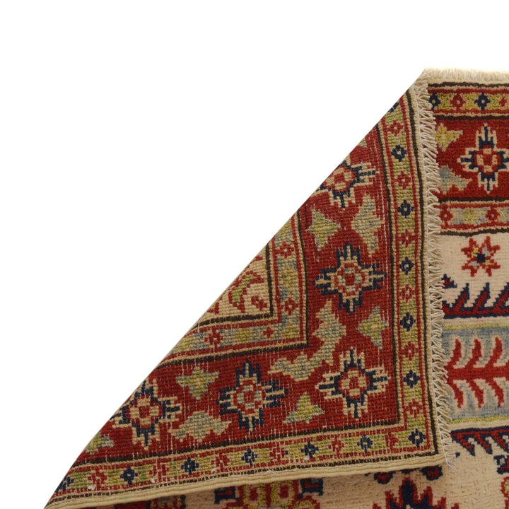 Beige Afghan Kazak Rug 2'9" x 3'11" Hand-Knotted | No. AL33694
