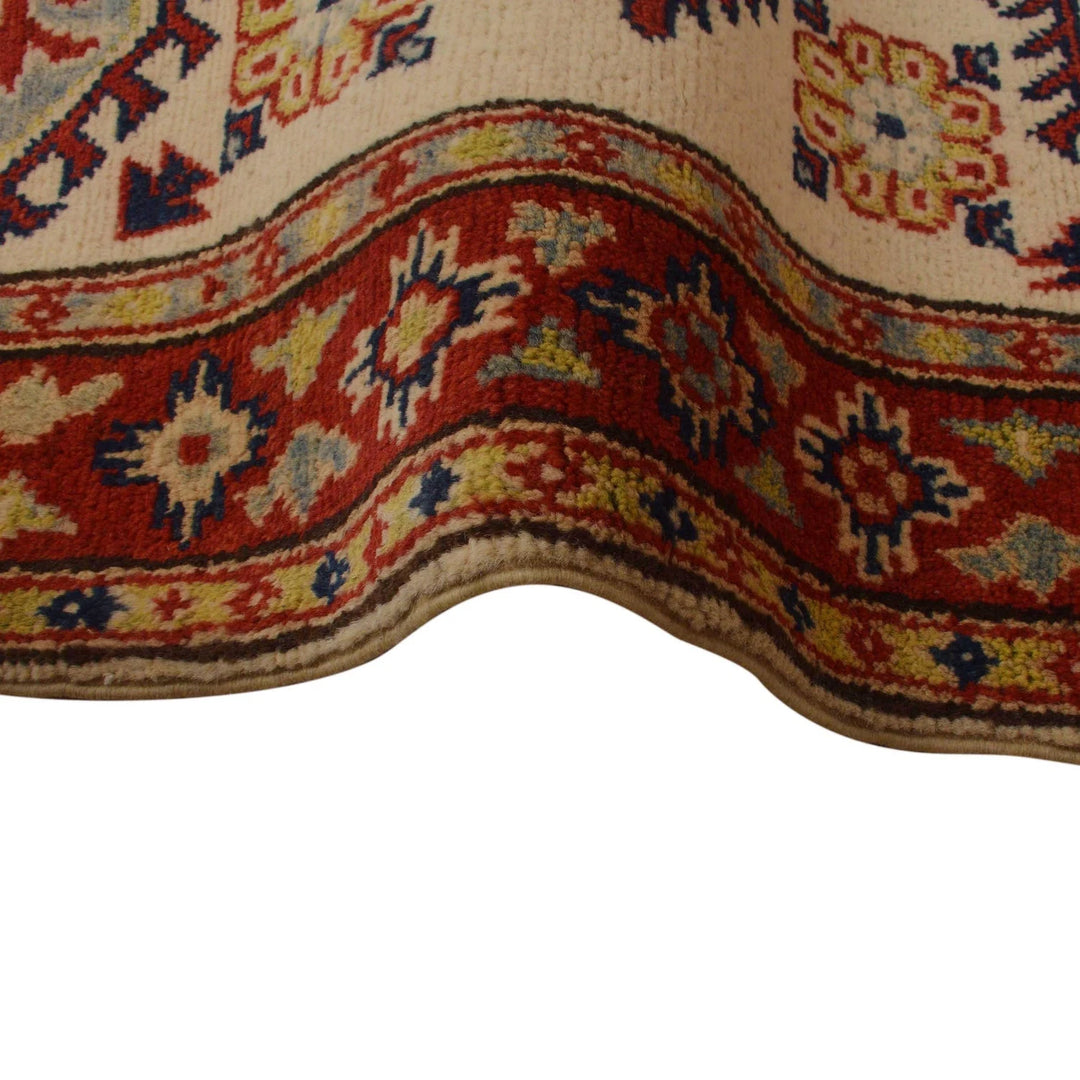 Beige Afghan Kazak Rug 2'9" x 3'11" Hand-Knotted | No. AL33694