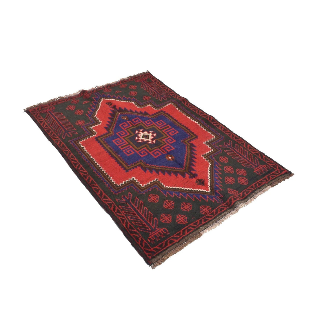 Afghan Baluchi Rug 2' 12" x 4' 2" Hand-Knotted | No. AL33704
