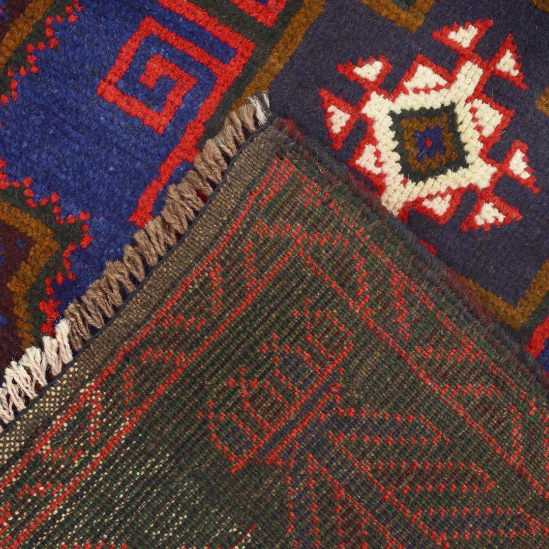Afghan Baluchi Rug 2' 12" x 4' 2" Hand-Knotted | No. AL33704