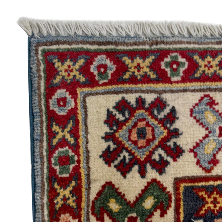 Blue Afghan Kazak Rug 3' 3" x 4' 11" Hand-Knotted | No. AL33739