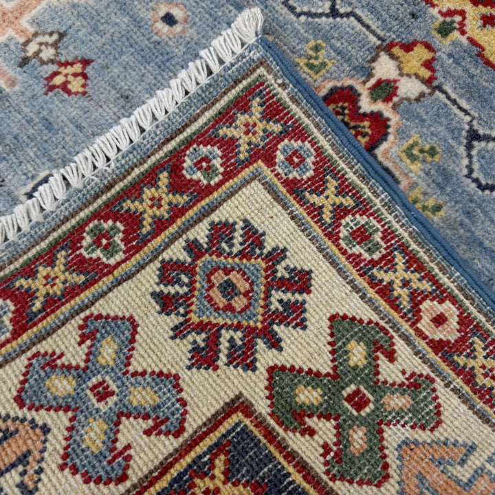Blue Afghan Kazak Rug 3' 3" x 4' 11" Hand-Knotted | No. AL33739