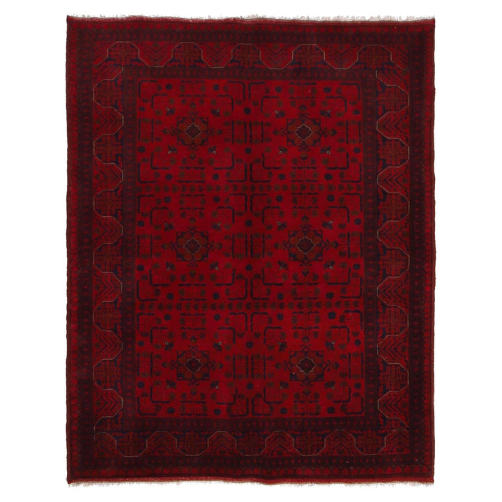 Red Afghan Khal Mohammadi Rug 5'1" x 6'4" Hand-Knotted | No. AL33822