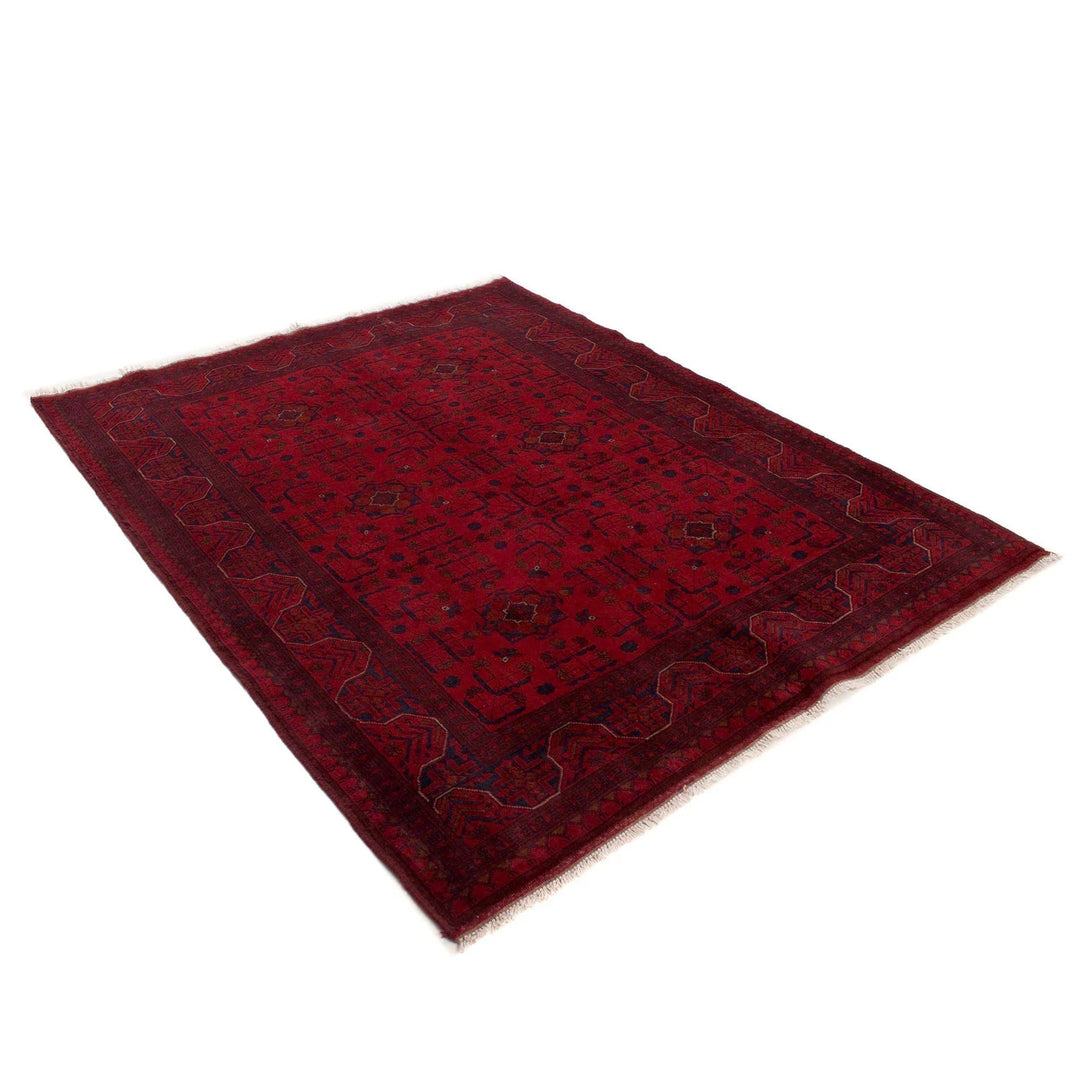 Red Afghan Khal Mohammadi Rug 5'1" x 6'4" Hand-Knotted | No. AL33822