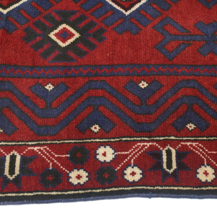 Afghan Baluchi Rug 2' 11" x 5' 0" Hand-Knotted | No. AL33823