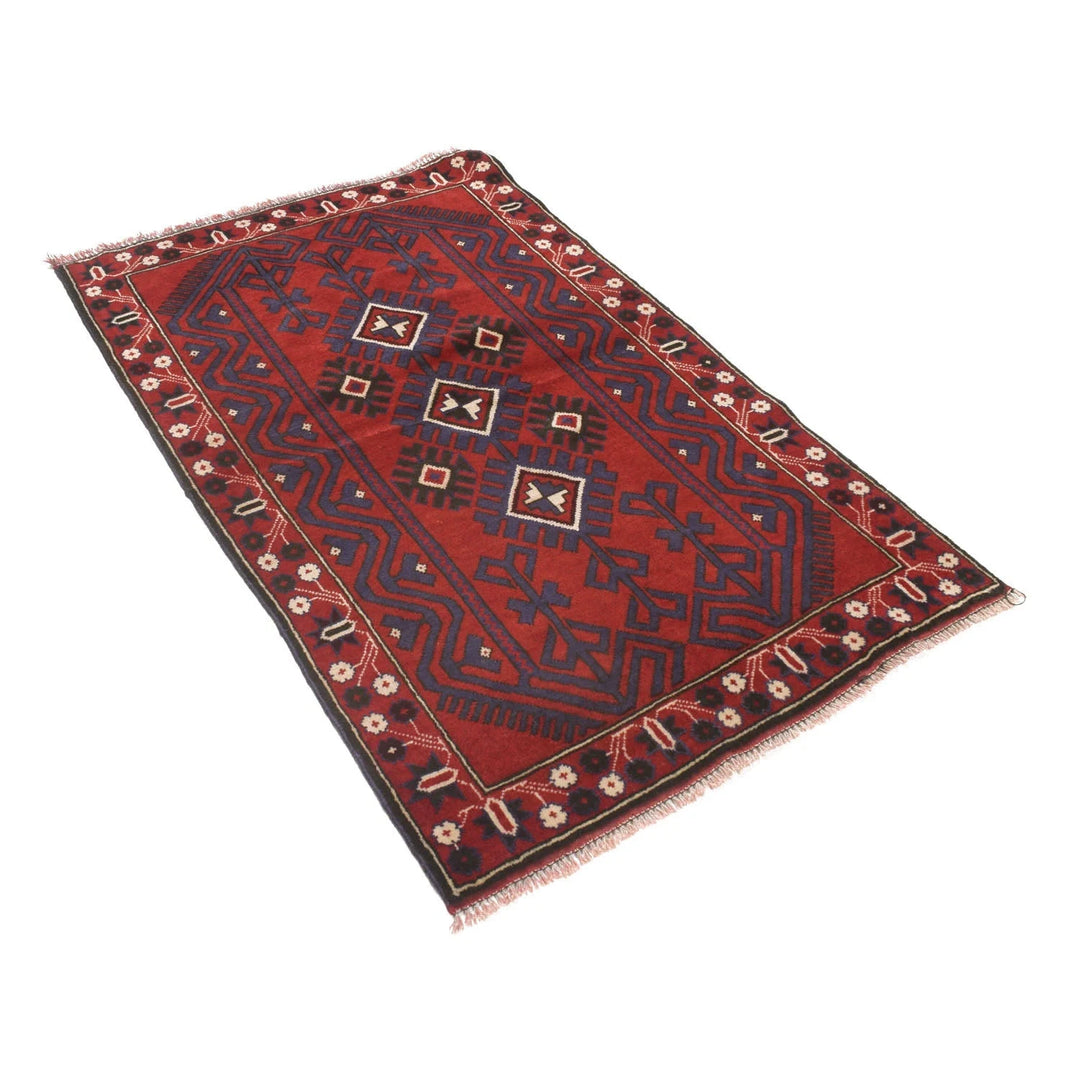 Afghan Baluchi Rug 2' 11" x 5' 0" Hand-Knotted | No. AL33823