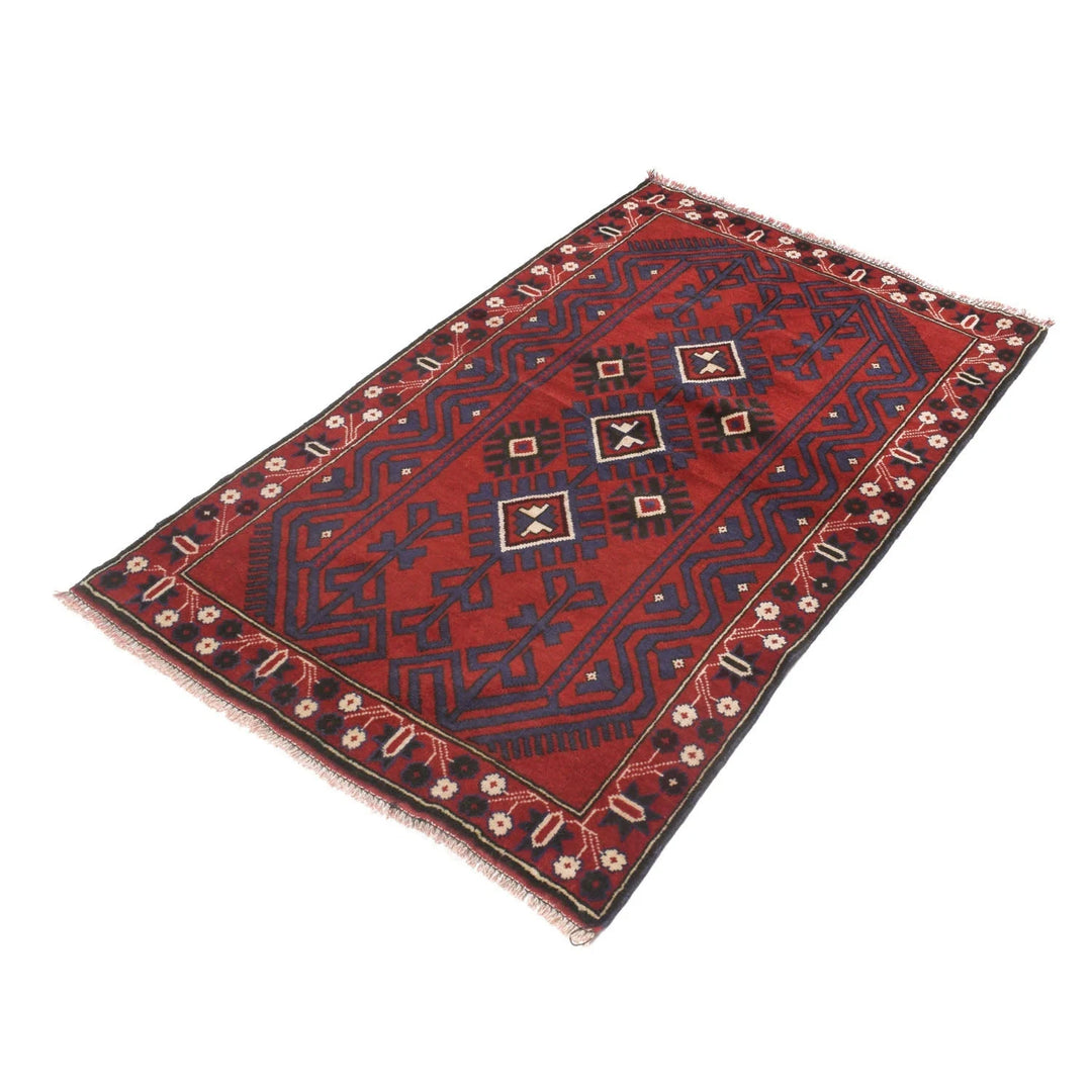 Afghan Baluchi Rug 2' 11" x 5' 0" Hand-Knotted | No. AL33823