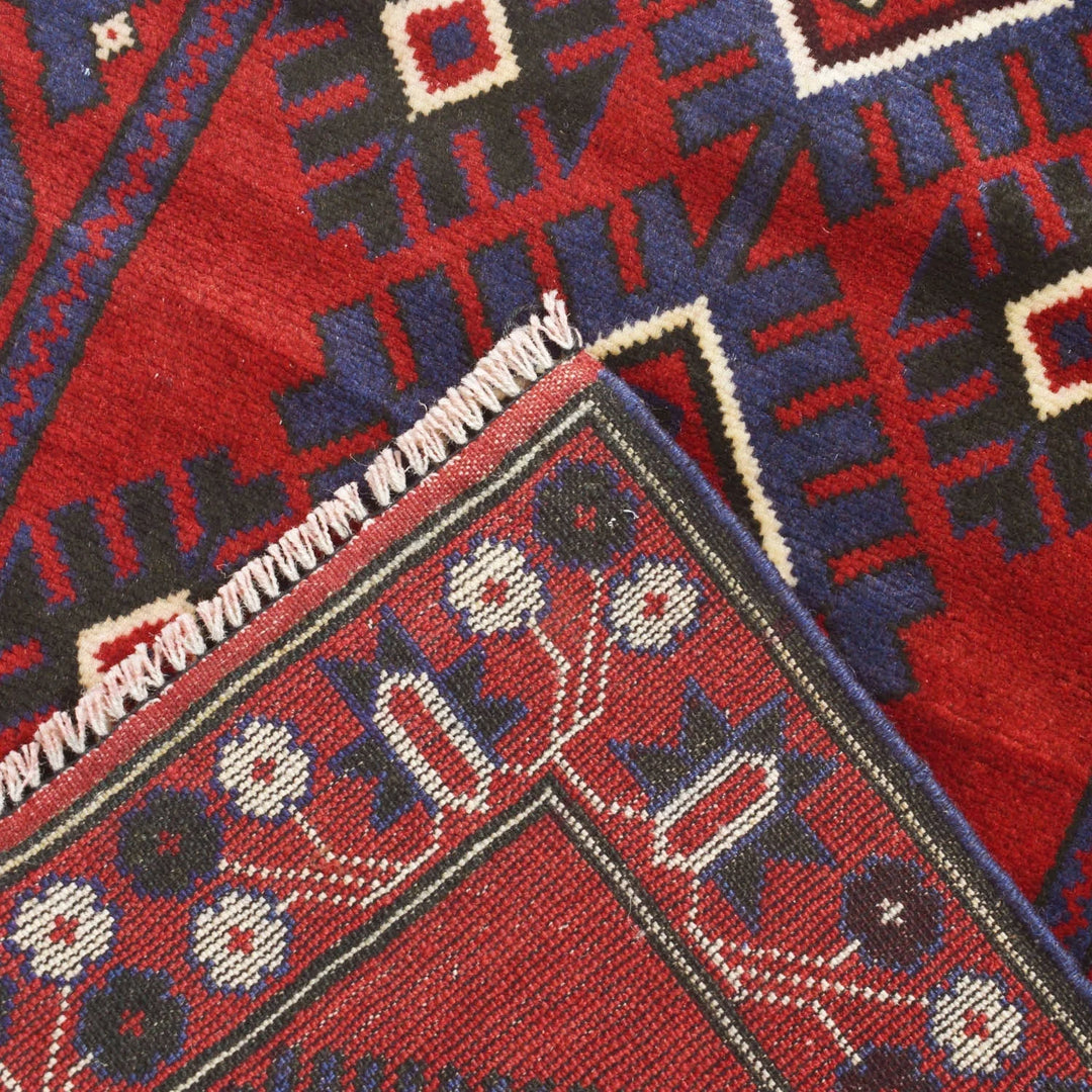 Afghan Baluchi Rug 2' 11" x 5' 0" Hand-Knotted | No. AL33823