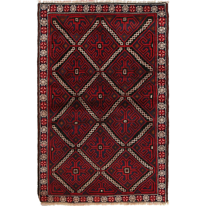 Afghan Baluchi Rug 3' 3" x 5' 1" Hand-Knotted | No. AL33824