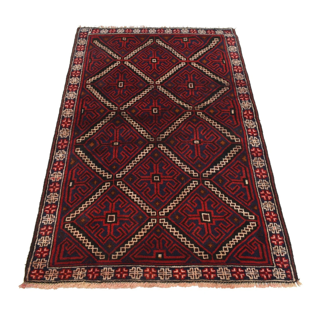 Afghan Baluchi Rug 3' 3" x 5' 1" Hand-Knotted | No. AL33824