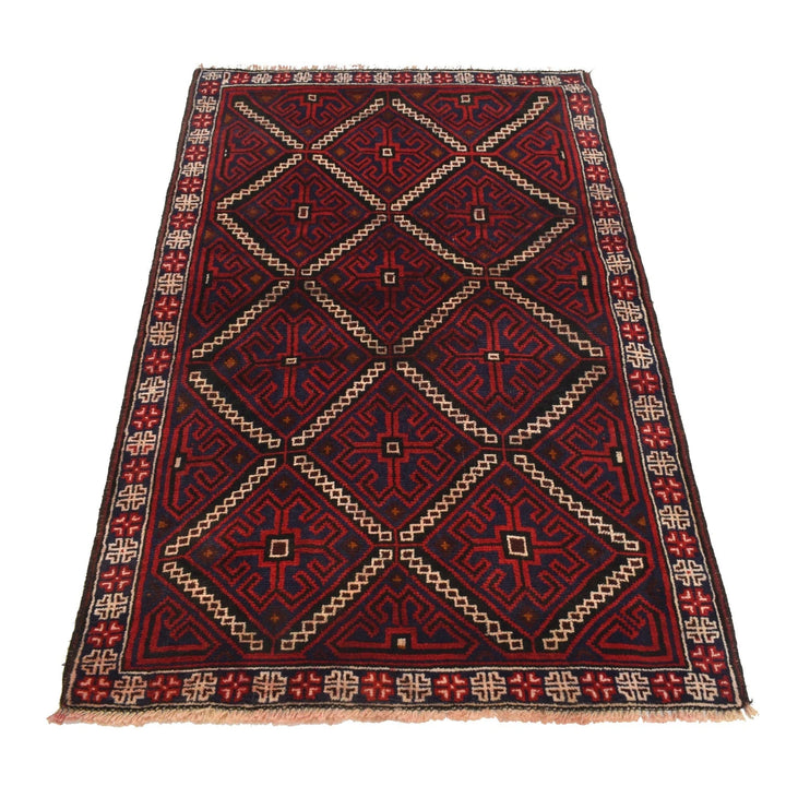 Afghan Baluchi Rug 3' 3" x 5' 1" Hand-Knotted | No. AL33824