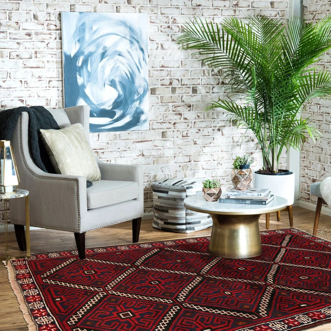 Afghan Baluchi Rug 3' 3" x 5' 1" Hand-Knotted | No. AL33824
