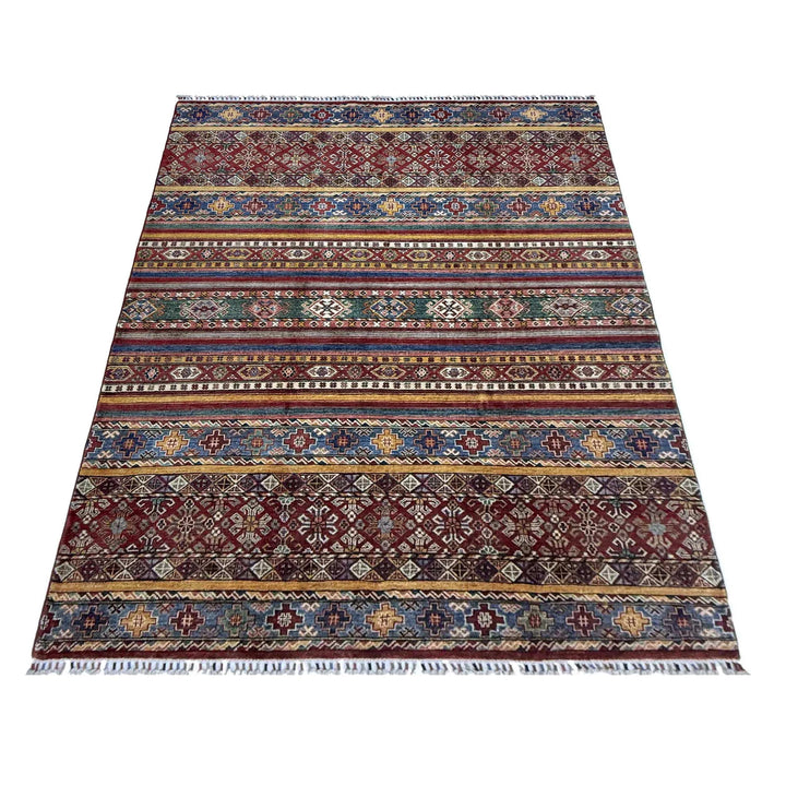 Afghan Gabbeh Rug 5' 7" x 7' 11" Hand-Knotted | No. AL33858