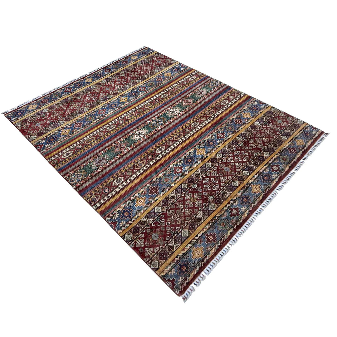 Afghan Gabbeh Rug 5' 7" x 7' 11" Hand-Knotted | No. AL33858