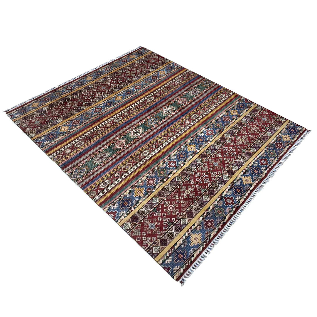 Afghan Gabbeh Rug 5' 7" x 7' 11" Hand-Knotted | No. AL33858