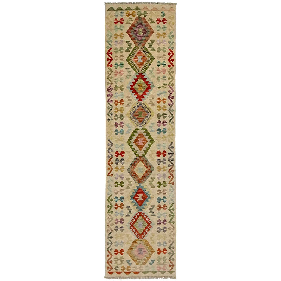 Afghan Vegetable Kilim Rug 2' 7" x 9' 9" Flat-Weave | No. AL338677