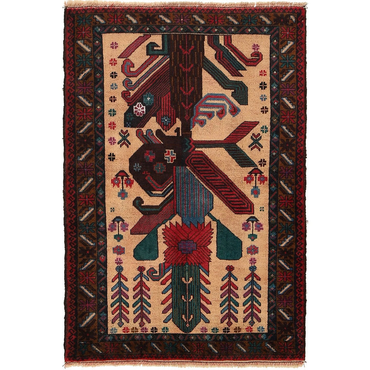 Afghan Baluchi Rug 2' 11" x 4' 4" Hand-Knotted | No. AL33879