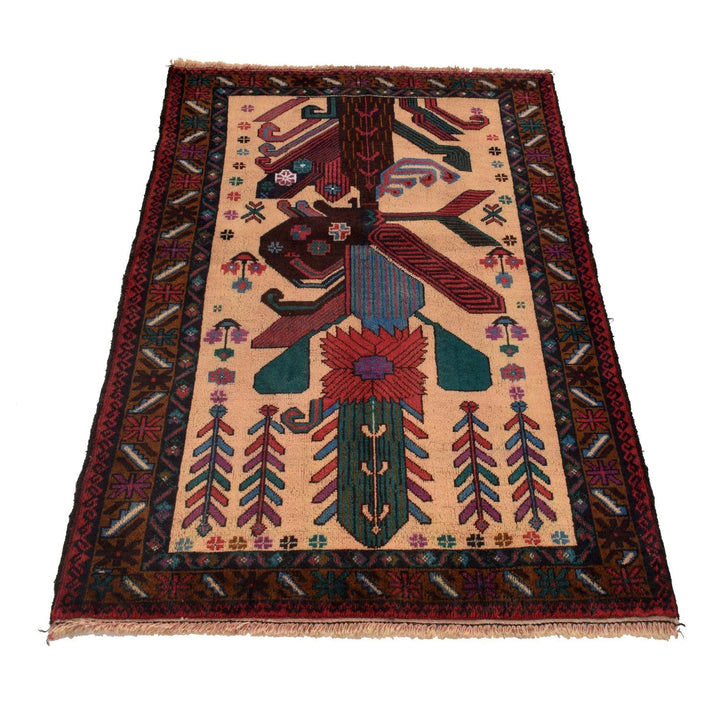 Afghan Baluchi Rug 2' 11" x 4' 4" Hand-Knotted | No. AL33879