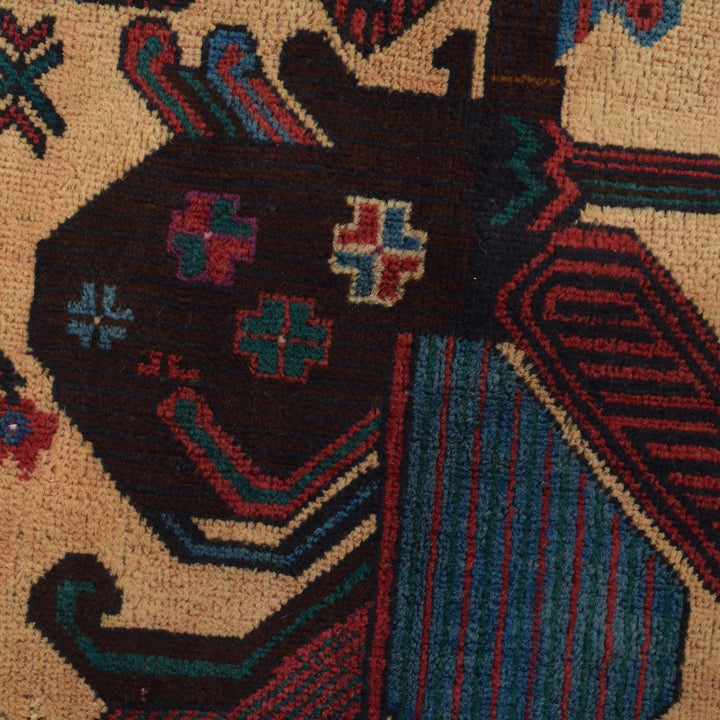 Afghan Baluchi Rug 2' 11" x 4' 4" Hand-Knotted | No. AL33879