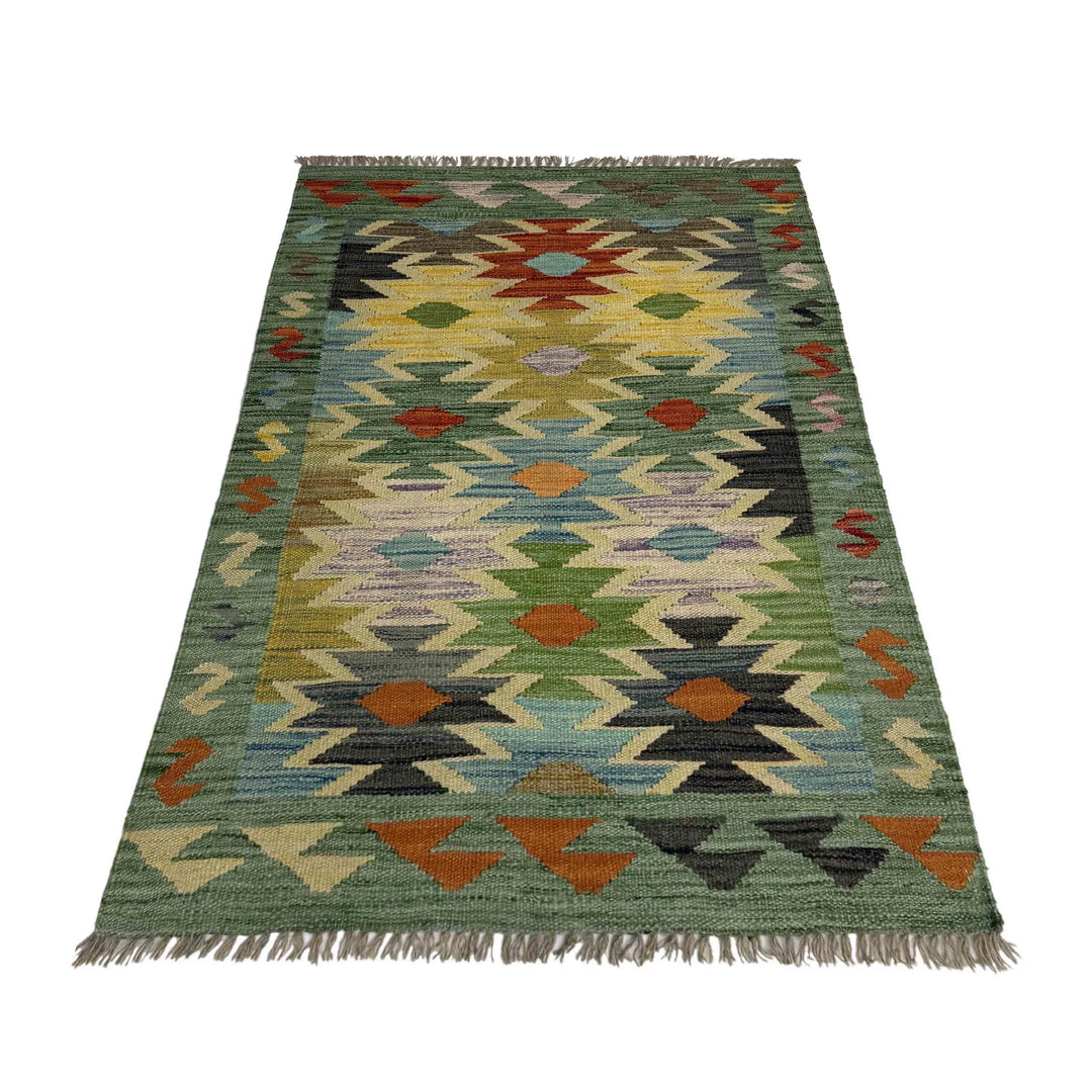 Afghan Vegetable Kilim Rug 2' 7" x 4' 1" Flat-Weave | No. AL338837
