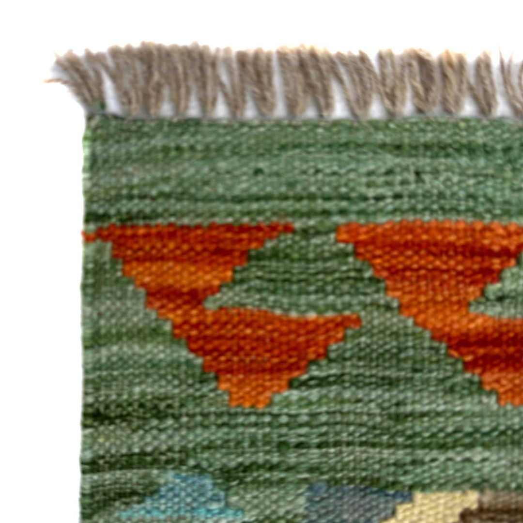 Afghan Vegetable Kilim Rug 2' 7" x 4' 1" Flat-Weave | No. AL338837