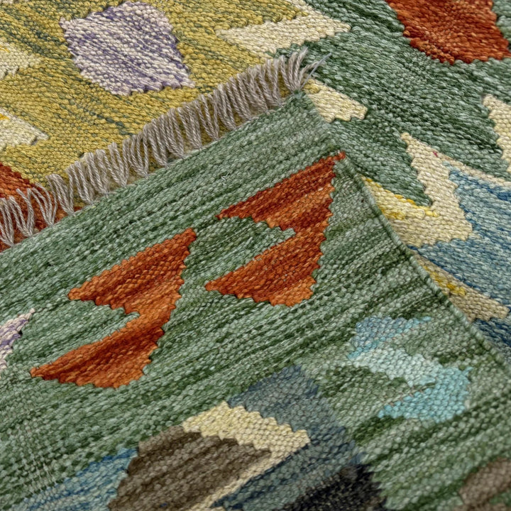 Afghan Vegetable Kilim Rug 2' 7" x 4' 1" Flat-Weave | No. AL338837
