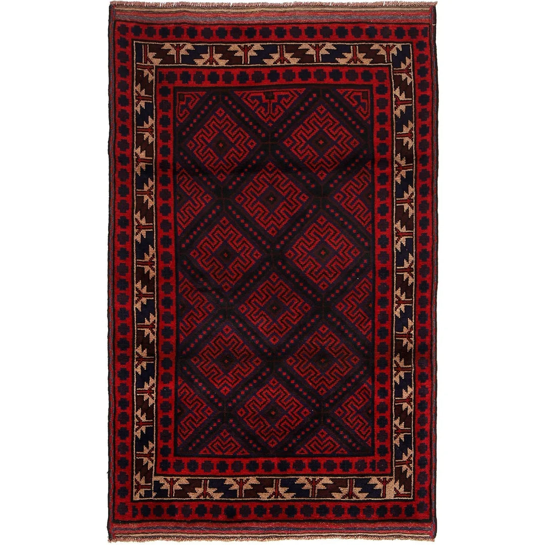 Afghan Baluchi Rug 3' 10" x 5' 9" Hand-Knotted | No. AL33891