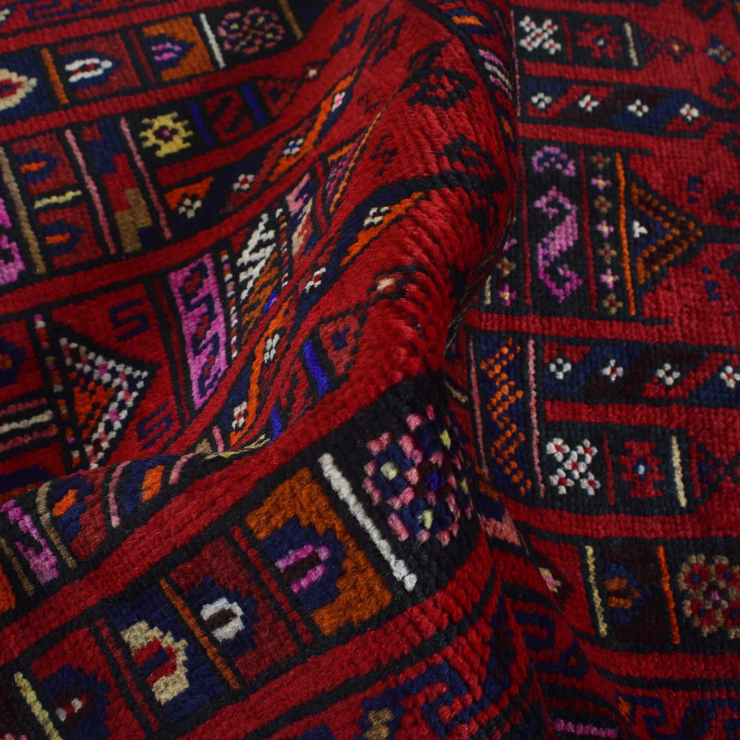 Red Afghan Prayer Rug 2' 6" x 4' 8" Hand-Knotted | No. AL33895