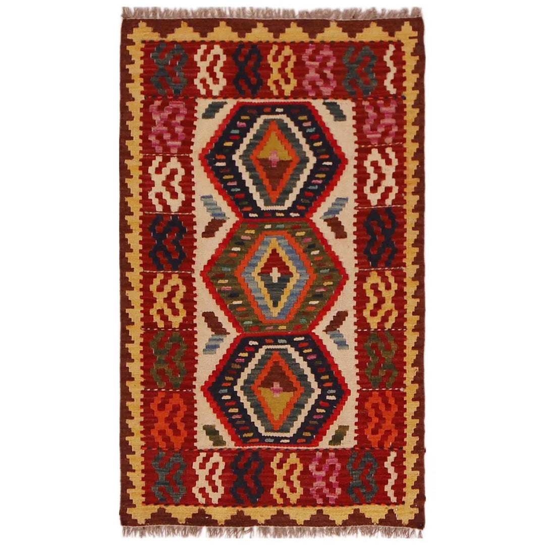 Afghan Vegetable Kelim Rug 2' 0" x 3' 5" Flat-Weave | No. AL33925