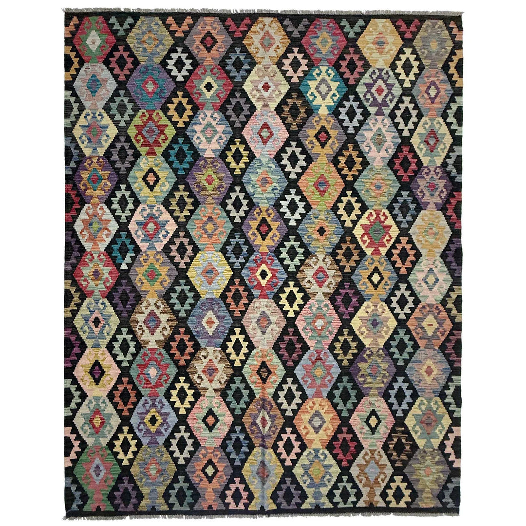 Afghan Vegetable Kilim Rug 6' 7" x 9' 7" Flat-Weave | No. AL339453