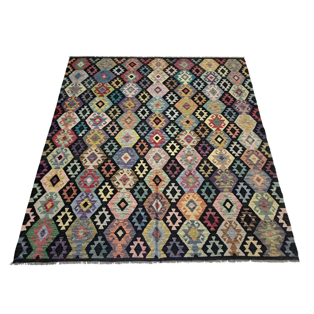 Afghan Vegetable Kilim Rug 6' 7" x 9' 7" Flat-Weave | No. AL339453