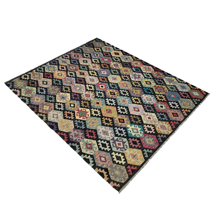 Afghan Vegetable Kilim Rug 6' 7" x 9' 7" Flat-Weave | No. AL339453
