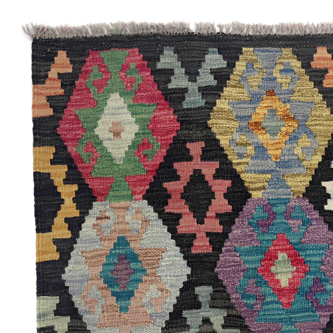 Afghan Vegetable Kilim Rug 6' 7" x 9' 7" Flat-Weave | No. AL339453
