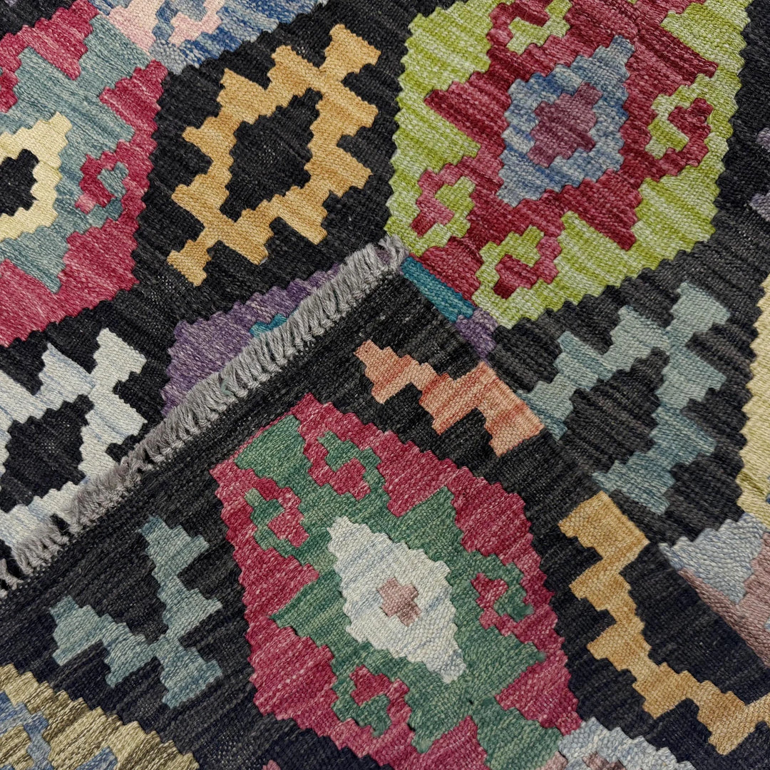 Afghan Vegetable Kilim Rug 6' 7" x 9' 7" Flat-Weave | No. AL339453