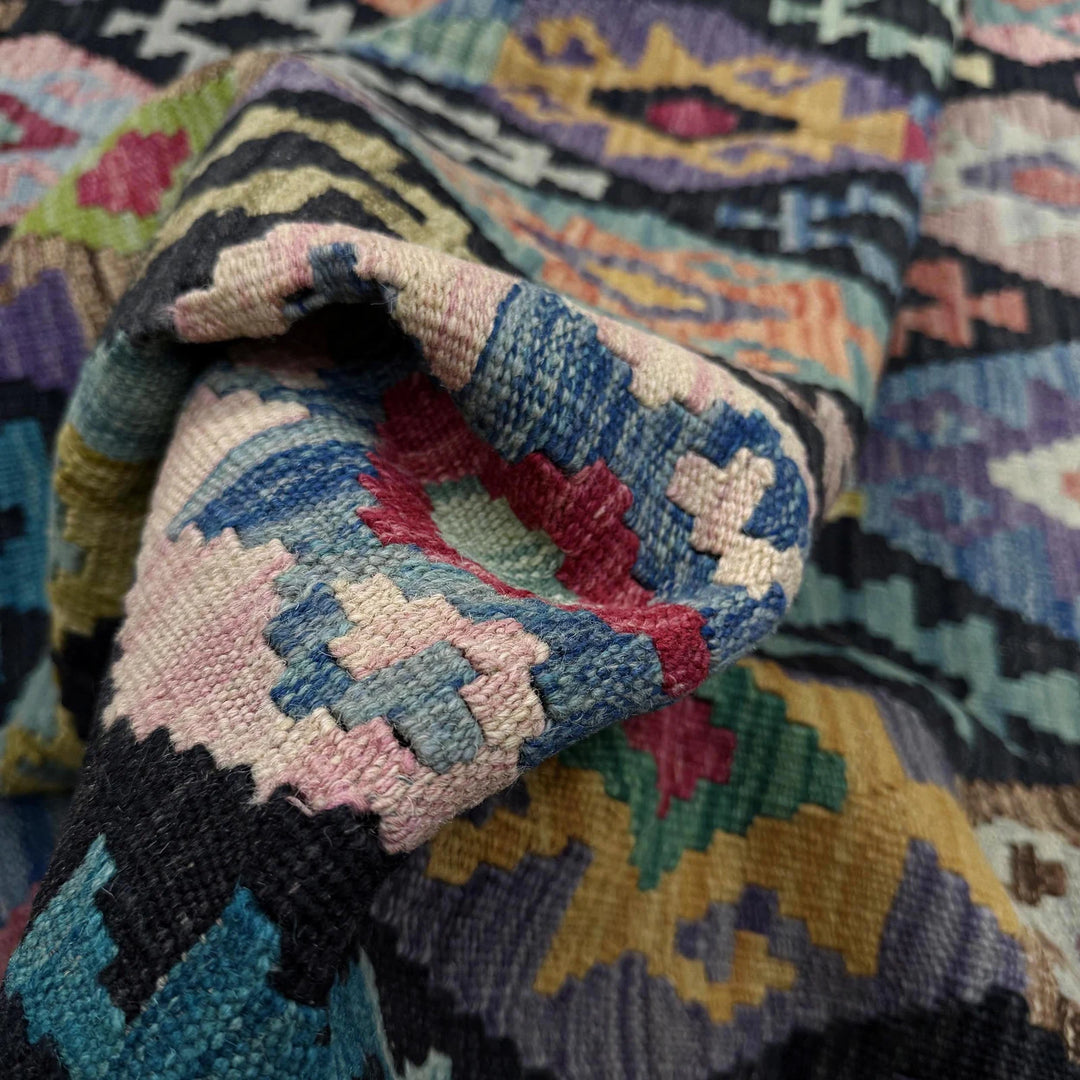 Afghan Vegetable Kilim Rug 6' 7" x 9' 7" Flat-Weave | No. AL339453