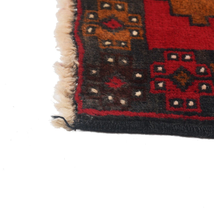 Red Afghan Baluchi Rug 2' 8" x 4' 1" Hand-Knotted | No. AL33976