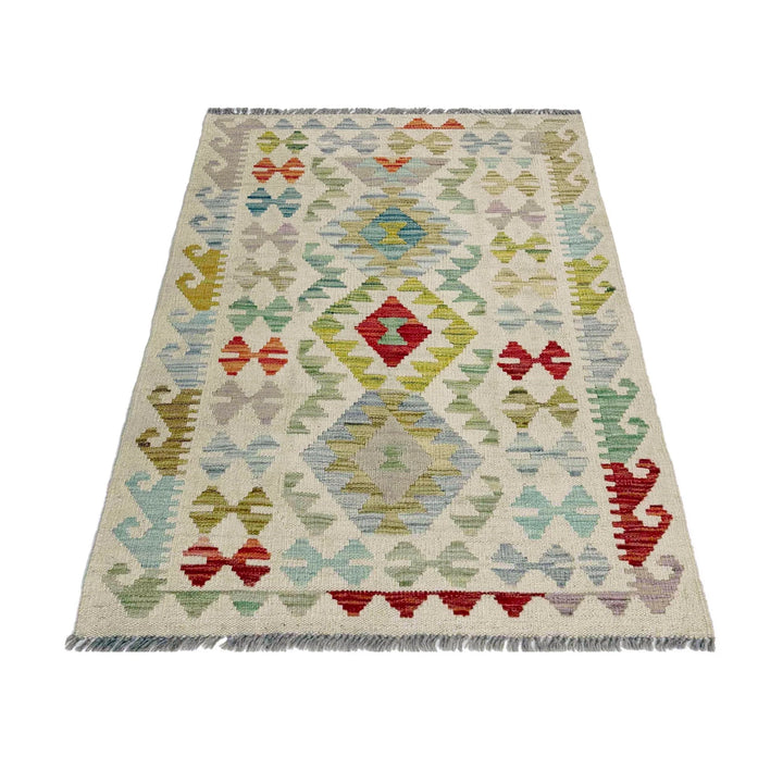Afghan Vegetable Kilim Rug 2'9" x 4'2" Flat-Weave | No. AL339838