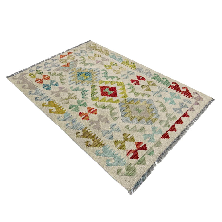 Afghan Vegetable Kilim Rug 2'9" x 4'2" Flat-Weave | No. AL339838