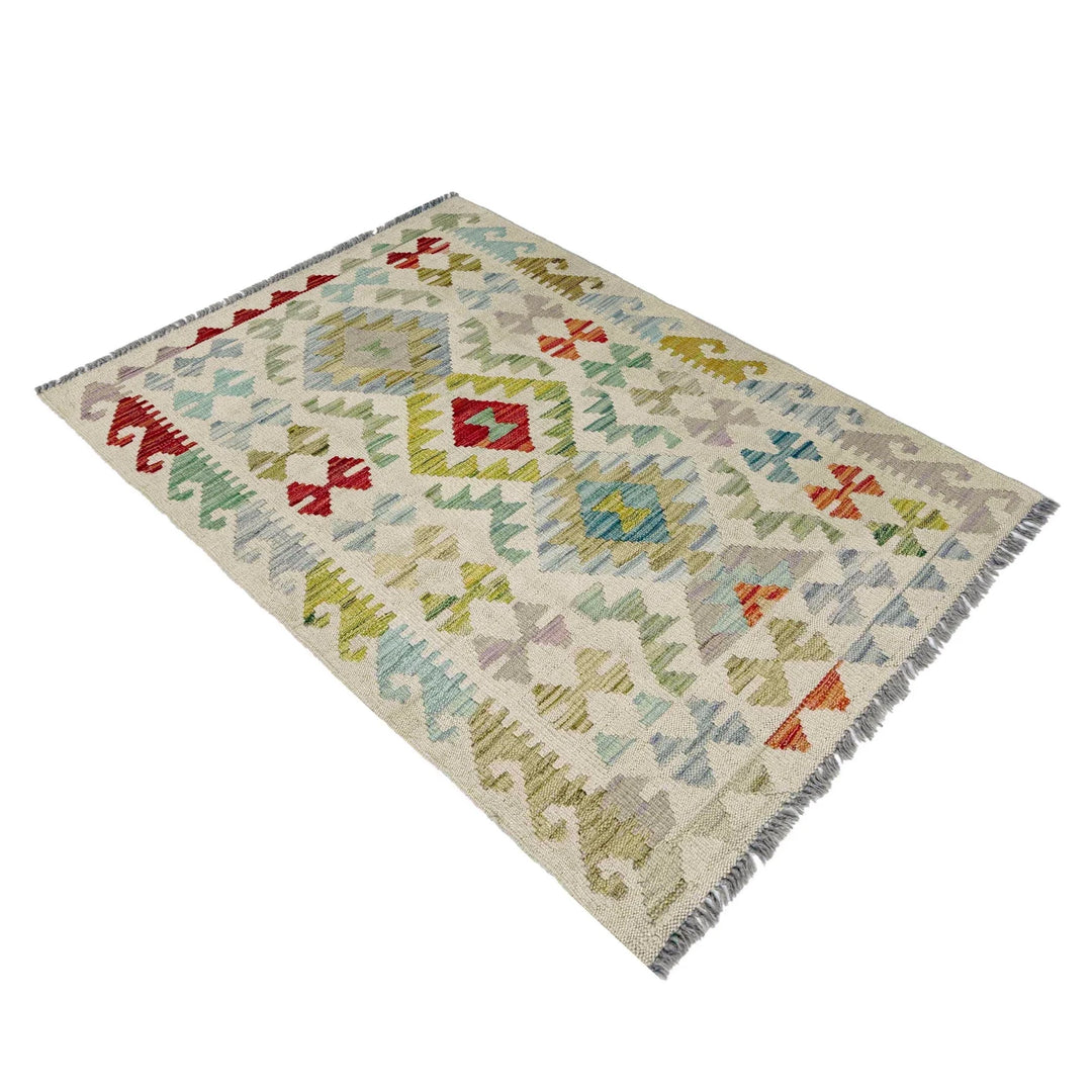 Afghan Vegetable Kilim Rug 2'9" x 4'2" Flat-Weave | No. AL339838