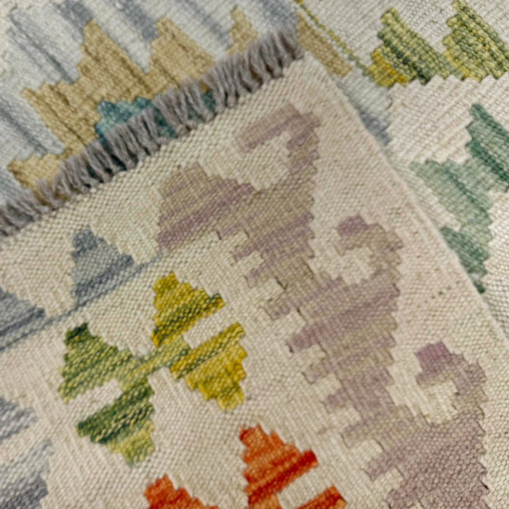 Afghan Vegetable Kilim Rug 2'9" x 4'2" Flat-Weave | No. AL339838