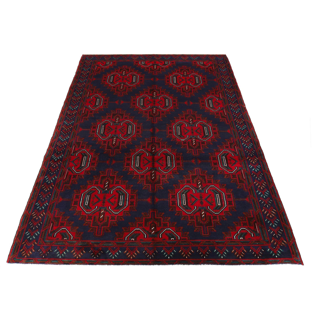 Blue Afghan Baluchi Rug 6' 5" x 9' 7" Hand-Knotted | No. AL34012
